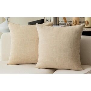 Kevin Textile Textural Faux Linen Throw Pillow Covers 2 pk Cream Beige 18x18